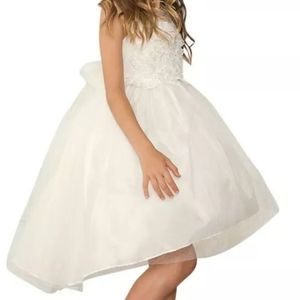 IVORY lace hi-low flower dress gown 24 mo.  2 2T